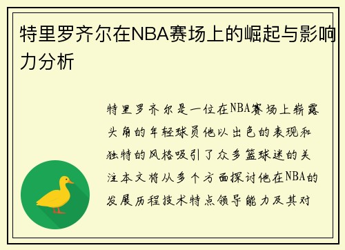 特里罗齐尔在NBA赛场上的崛起与影响力分析